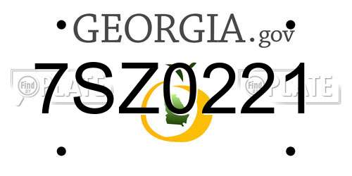 7SZ0221 Georgia License Plate