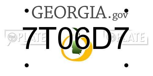 7T06D7 Georgia License Plate