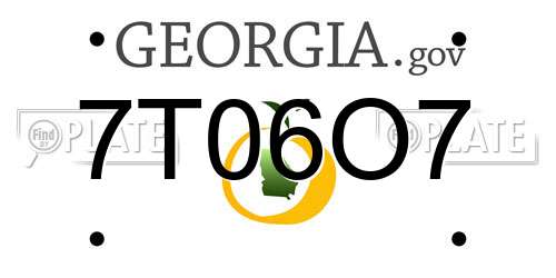 7T06O7 Georgia License Plate