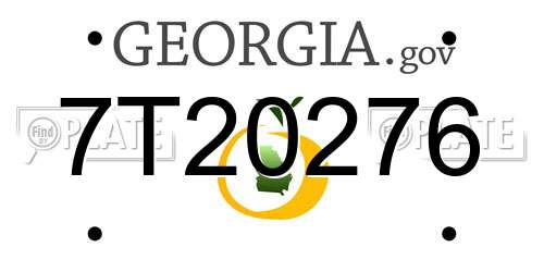 7T20276 Georgia License Plate