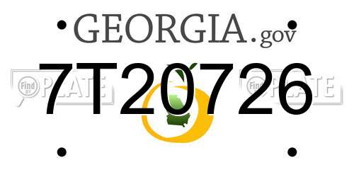 7T20726 Georgia License Plate