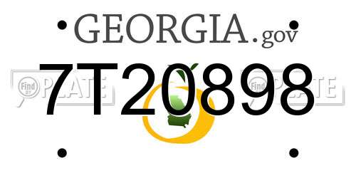 7T20898 Georgia License Plate