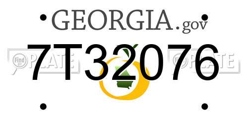 7T32076 Georgia License Plate