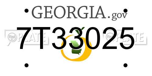 7T33025 Georgia License Plate
