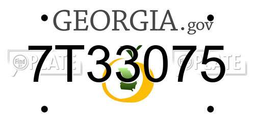 7T33075 Georgia License Plate