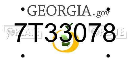 7T33078 Georgia License Plate