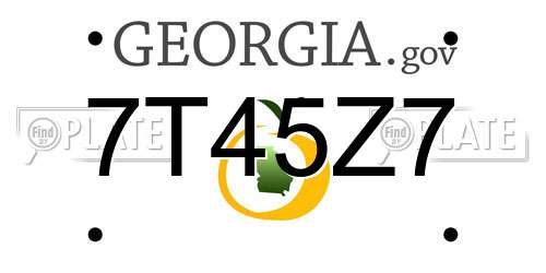 7T45Z7 Georgia License Plate