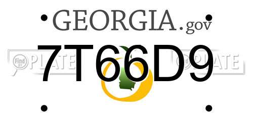 7T66D9 Georgia License Plate