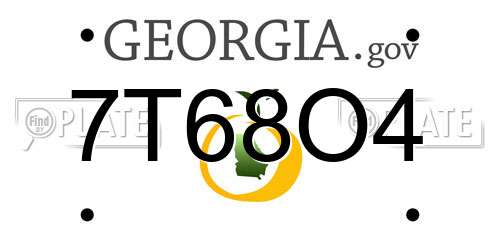 7T68O4 Georgia License Plate