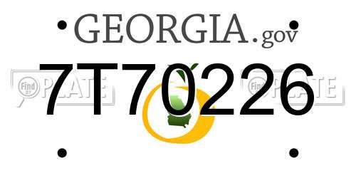 7T70226 Georgia License Plate