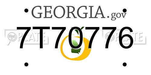 7T70776 Georgia License Plate