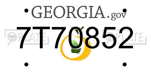 7T70852 Georgia License Plate