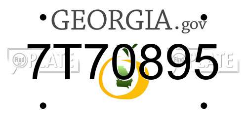 7T70895 Georgia License Plate