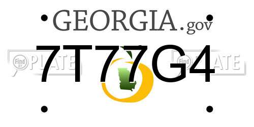 7T77G4 Georgia License Plate
