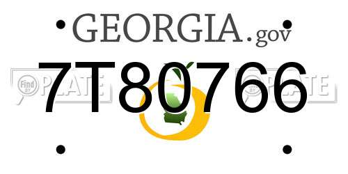 7T80766 Georgia License Plate