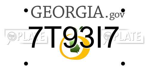 7T93I7 Georgia License Plate