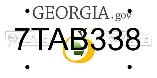 7TAB338 Georgia License Plate