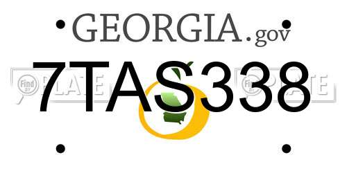 7TAS338 Georgia License Plate