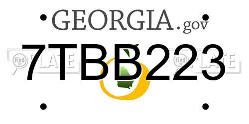 7TBB223 Georgia License Plate