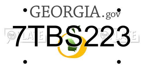 7TBS223 Georgia License Plate