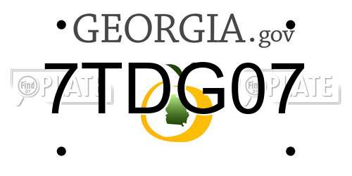 7TDG07 Georgia License Plate