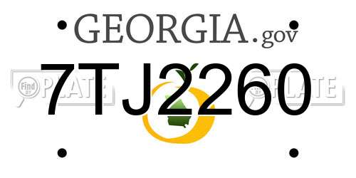 7TJ2260 Georgia License Plate