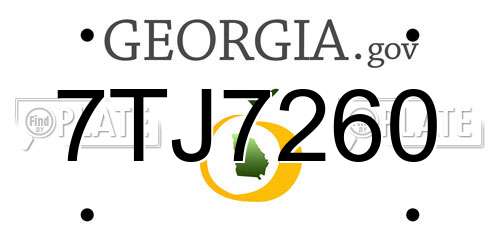 7TJ7260 Georgia License Plate