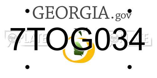 7TOG034 Georgia License Plate