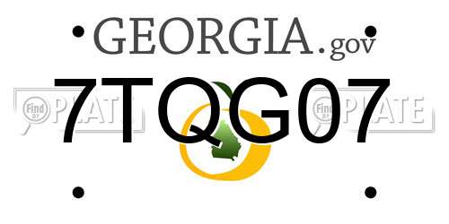 7TQG07 Georgia License Plate