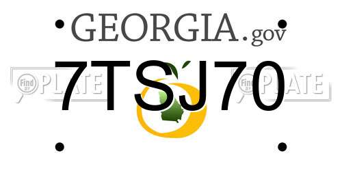 7TSJ70 Georgia License Plate