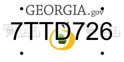 7TTD726 Georgia License Plate