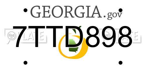 7TTD898 Georgia License Plate