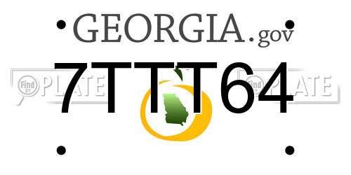 7TTT64 Georgia License Plate