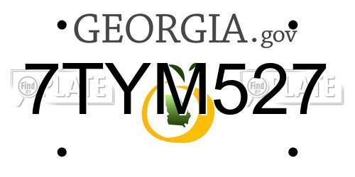 7TYM527 Georgia License Plate