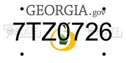 7TZ0726 Georgia License Plate