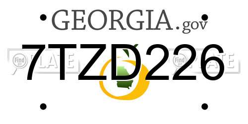 7TZD226 Georgia License Plate
