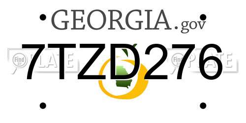 7TZD276 Georgia License Plate