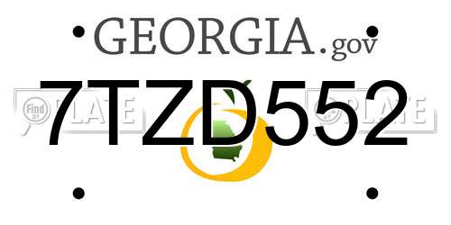 7TZD552 Georgia License Plate
