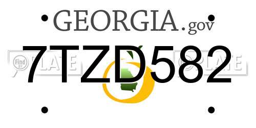 7TZD582 Georgia License Plate