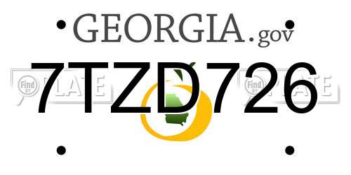 7TZD726 Georgia License Plate