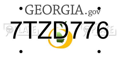 7TZD776 Georgia License Plate