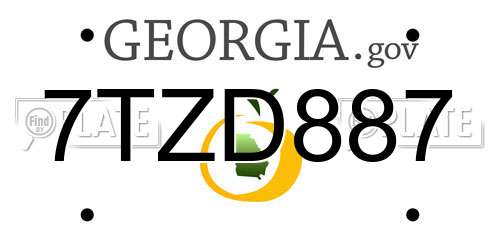 7TZD887 Georgia License Plate
