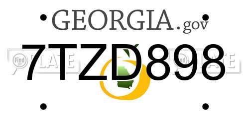 7TZD898 Georgia License Plate