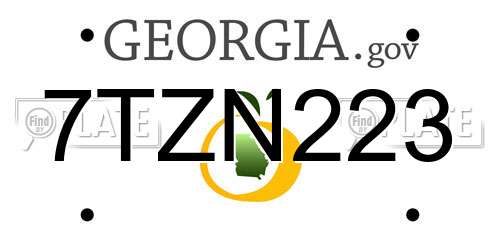 7TZN223 Georgia License Plate