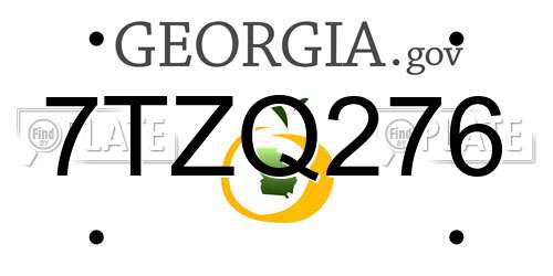 7TZQ276 Georgia License Plate
