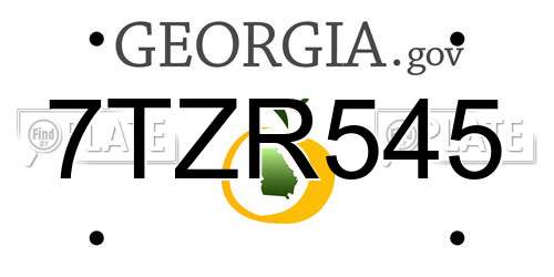 7TZR545 Georgia License Plate