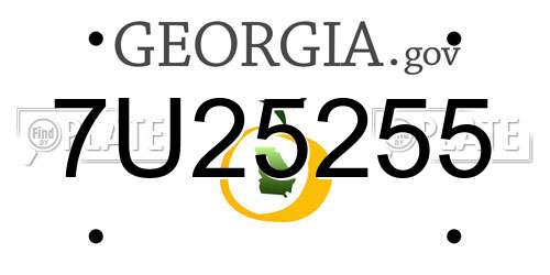 7U25255 Georgia License Plate