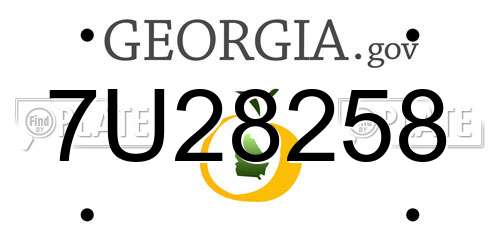 7U28258 Georgia License Plate