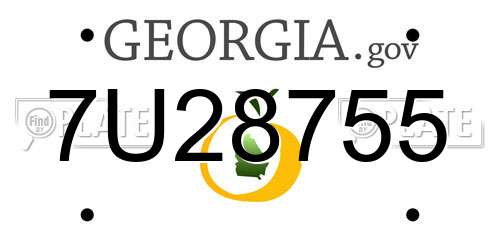 7U28755 Georgia License Plate