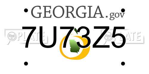 7U73Z5 Georgia License Plate